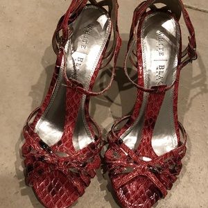 White House Black Market  pink  snakeskin heels